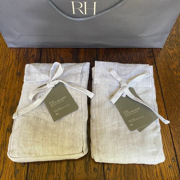 New with Tags 2 Restoration Hardware Linen King GOA Clay McLaurin King Shams Fog - Picture 5 of 5